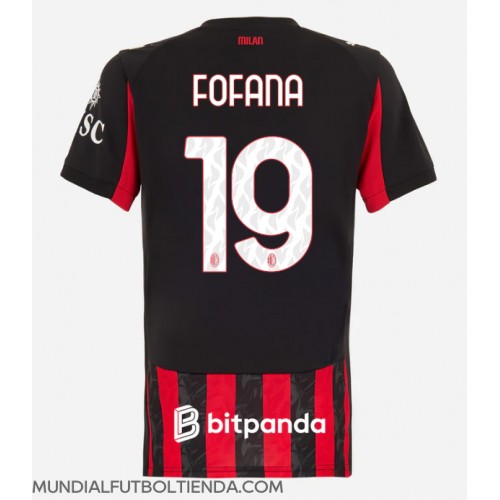 Camiseta AC Milan Youssouf Fofana #19 Primera Equipación Replica 2025-26 para mujer mangas cortas